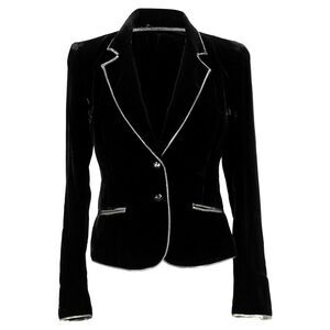 Azzaro Single-Breasted Blazer with Pockets  in Black Velvet